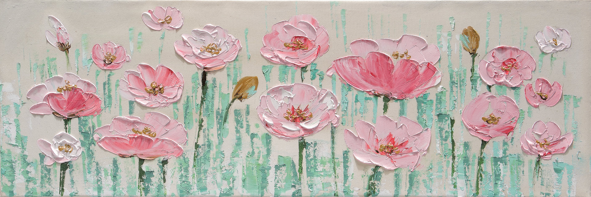 Pinkkejä kukkia 90 x 30 cm