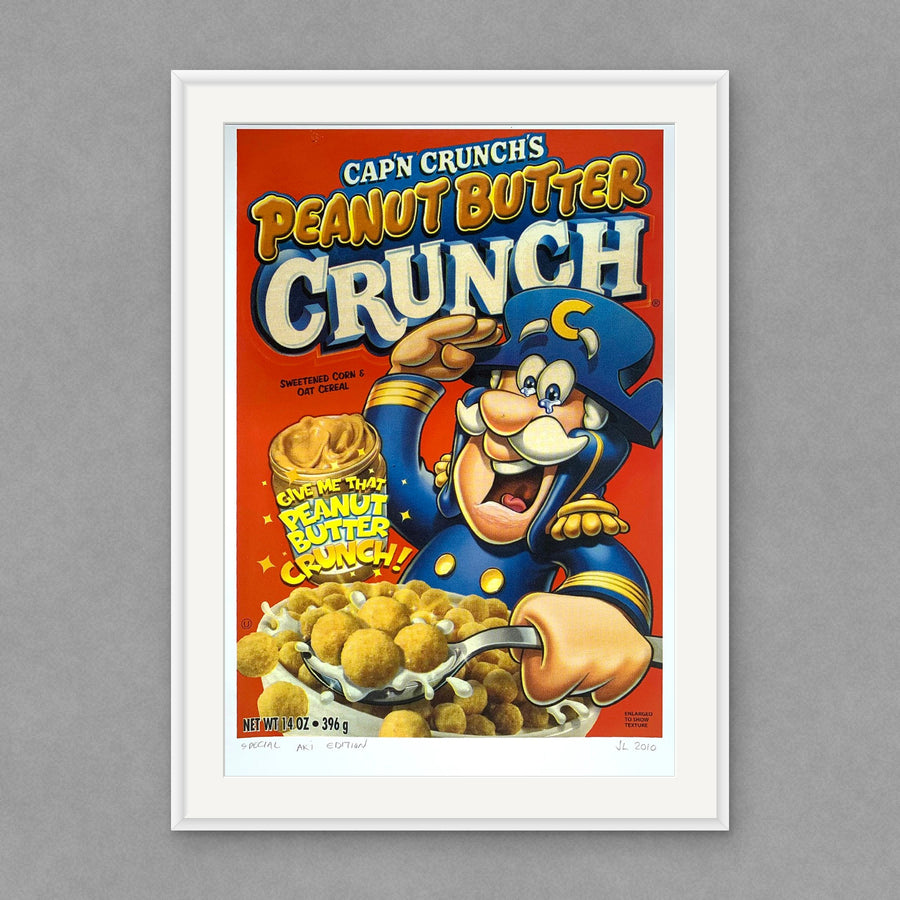 Jani Leinonen - Capn Crunch, numeroitu serigrafia – havainnekuva valkoisella kehyksellä ja paspartuurilla.